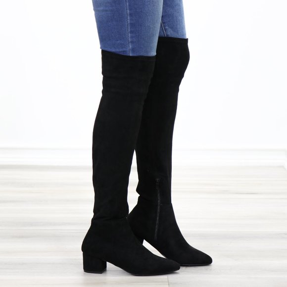 *Restock Over The Knee Black Boots Faux Suede - Picture 4 of 16